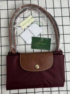 NWT Burgundy Longchamp Original Medium Shopping Handbag Canvas Shoulder Tote M